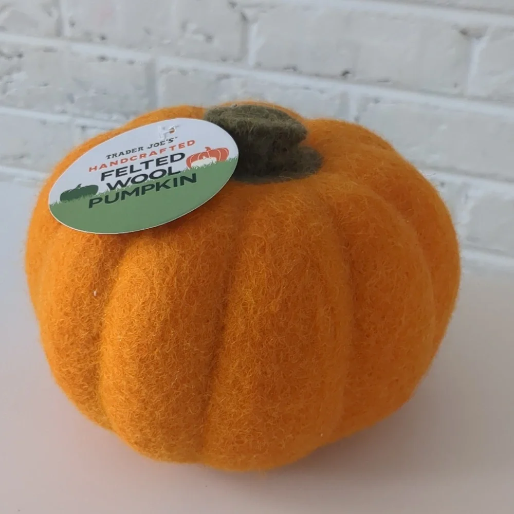 NWT Trader Joe's Handcrafted Felted Wool Pumpkin